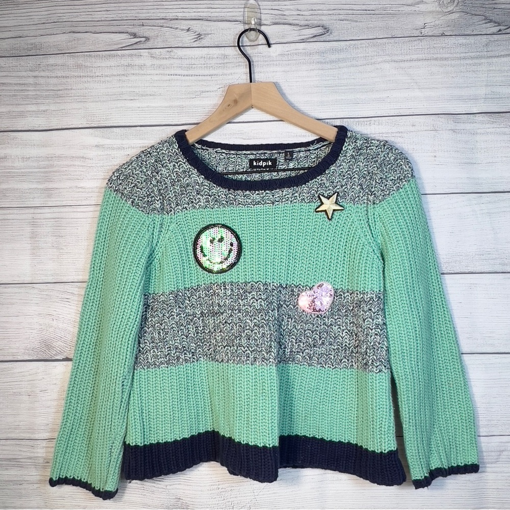 Kidpik Mint and Navy Sweater